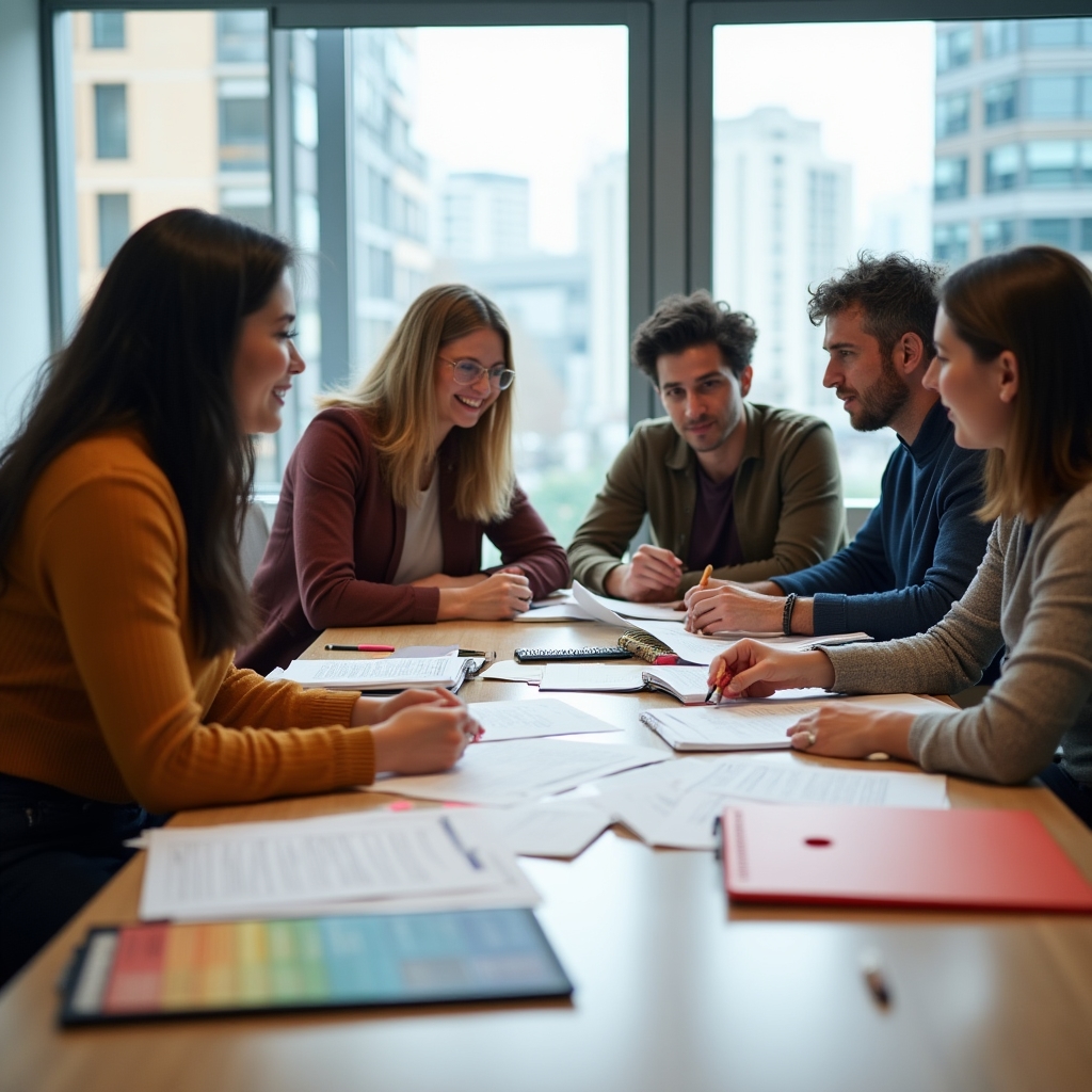 Il team di formatori Noviqvora riunito in sala riunioni
